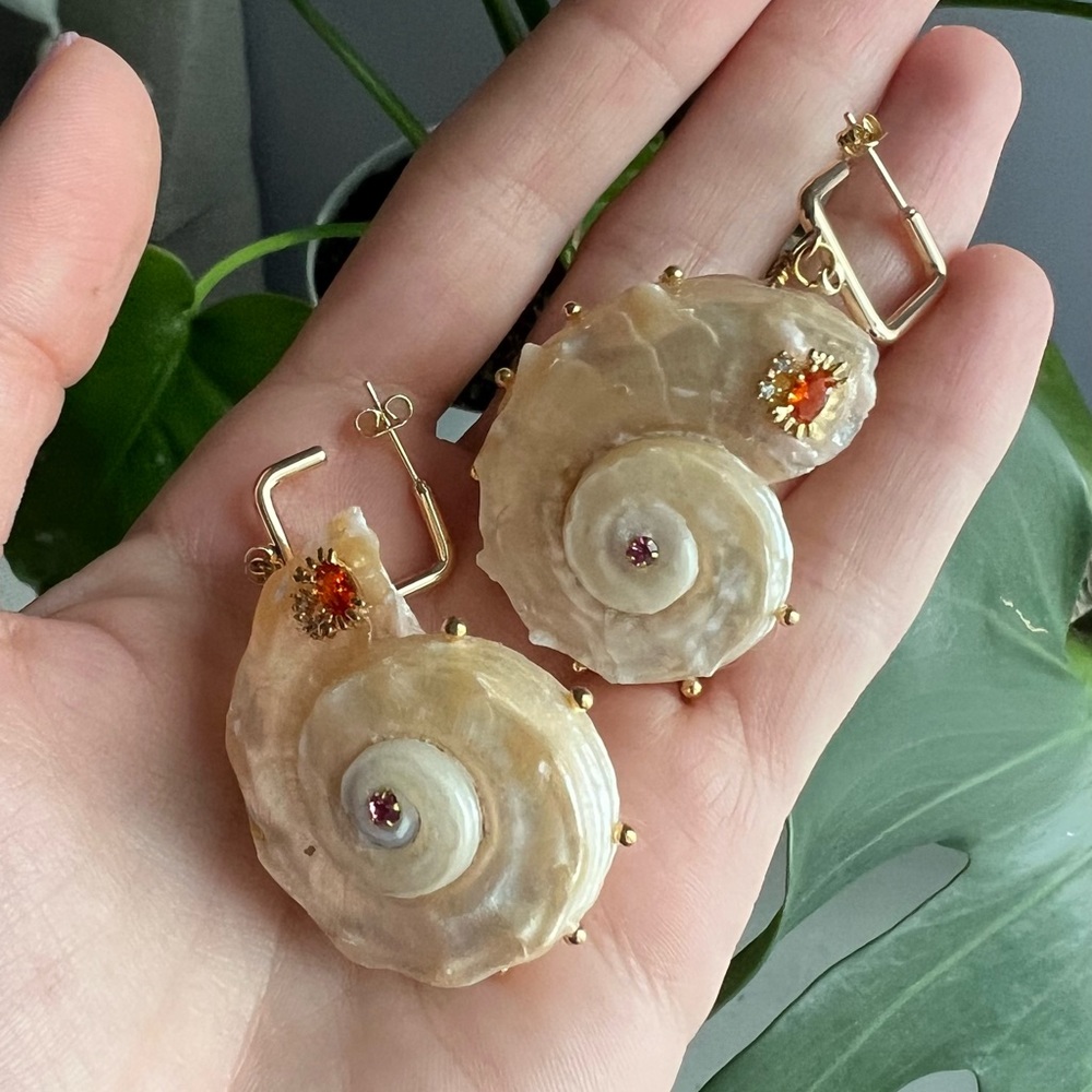 NWT| Natural Shell Earrings with rhinestone| Hoop Earrings
A1 - Picture 2 of 7
